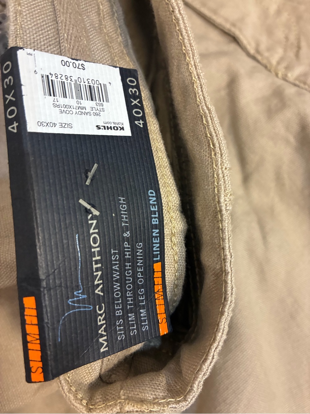 Marc Anthony Men’s Linen Cotton Blend Slim Fit Pants - Picture 2 of 10